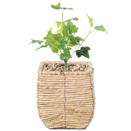 Vintiquewise Woven Square Flower Pot Planter with Leak-Proof Plastic Lining- Small QI003833.S